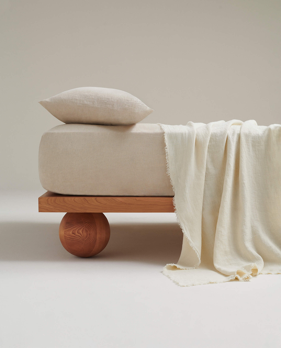 European Flax Linen Large Throw - Alabaster