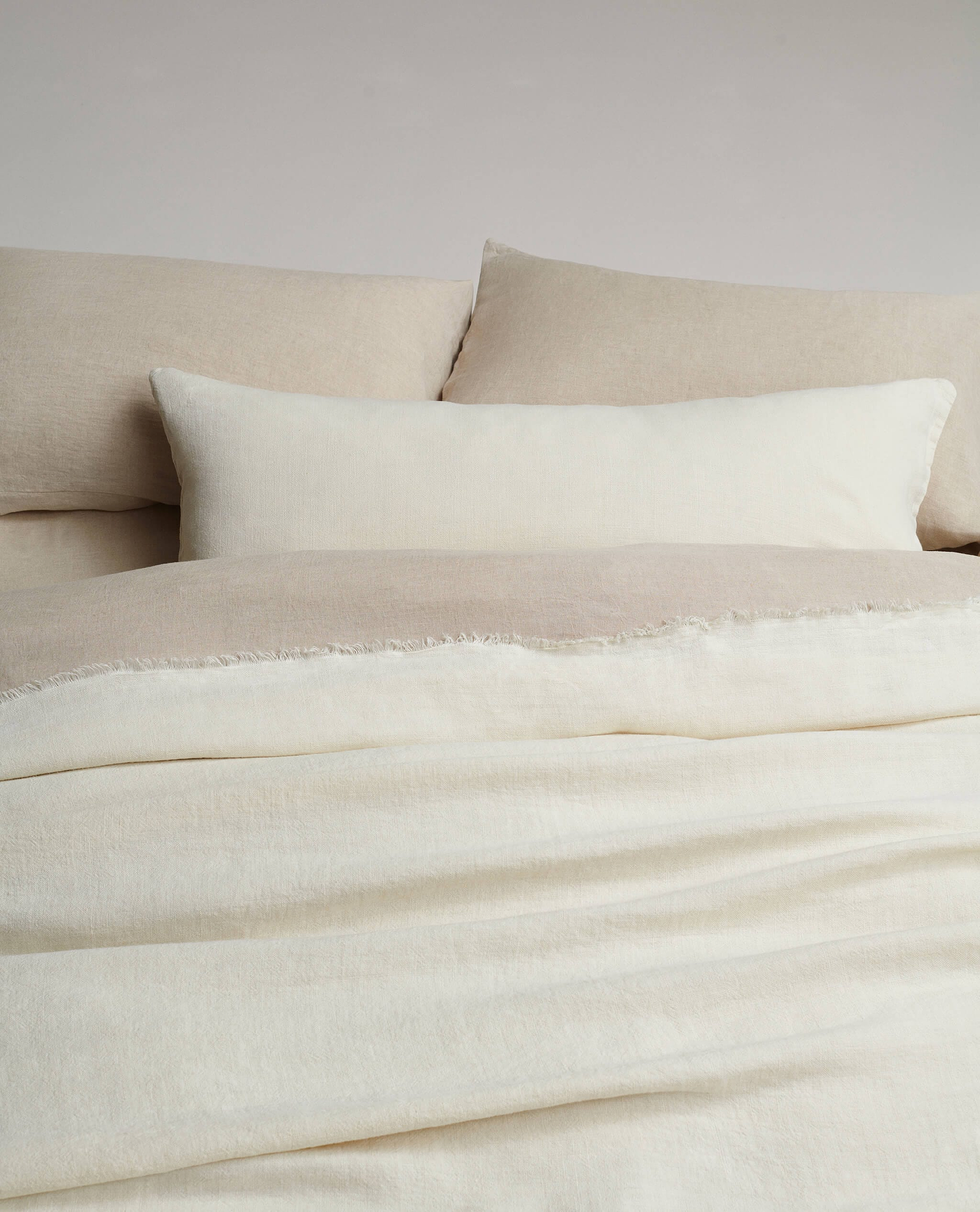 Piped Lumbar Cushion Cover - Alabaster