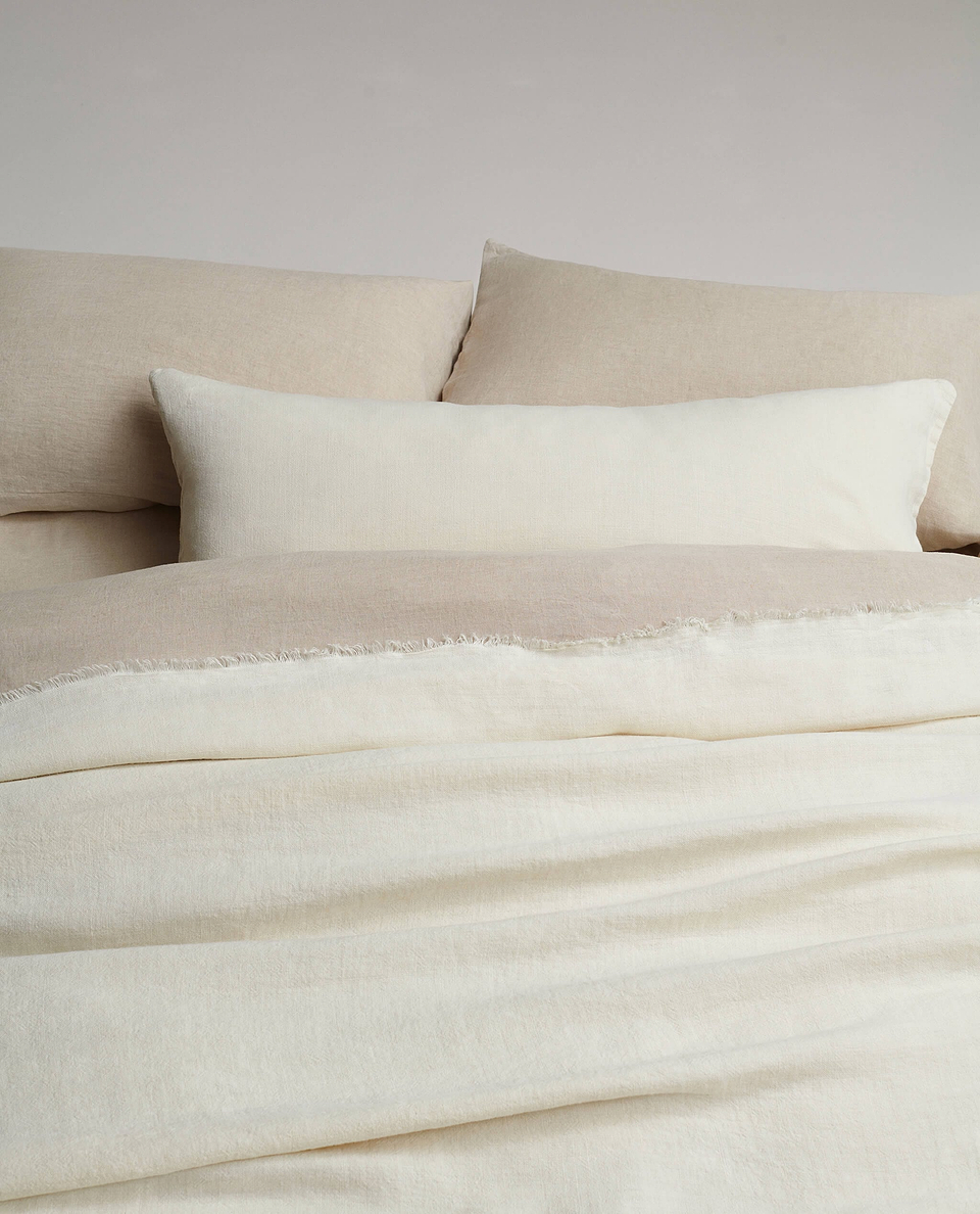 Piped Lumbar Cushion Cover - Alabaster