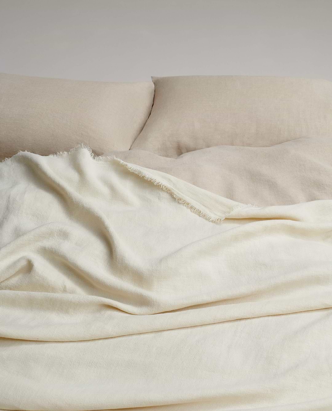 European Flax Linen Large Throw - Alabaster