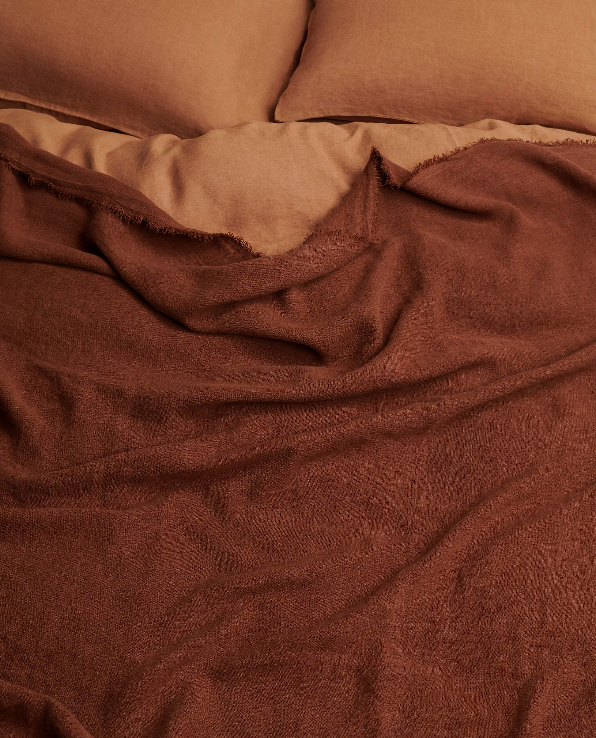 European Flax Linen Large Throw - Chestnut