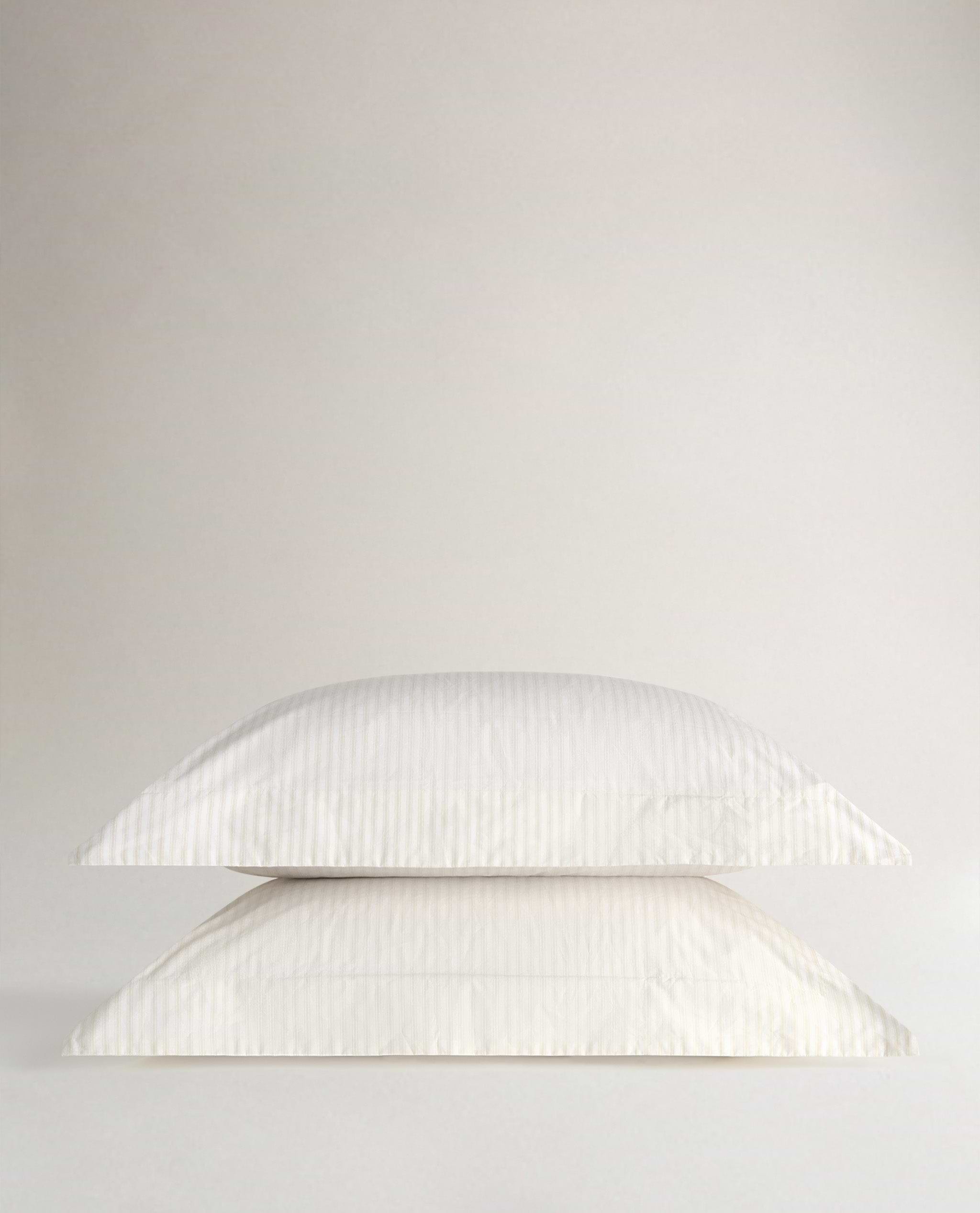 Crisp & Cool Organic Cotton Oxford Pillowcases - Buttermilk Ticking Stripe