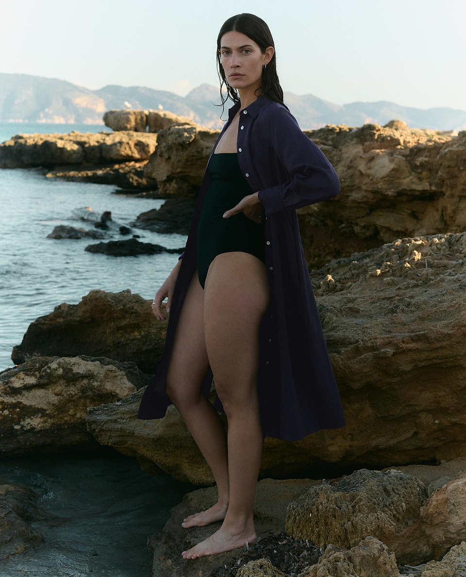 Women's Future-Linen Shirt Dress - Navy