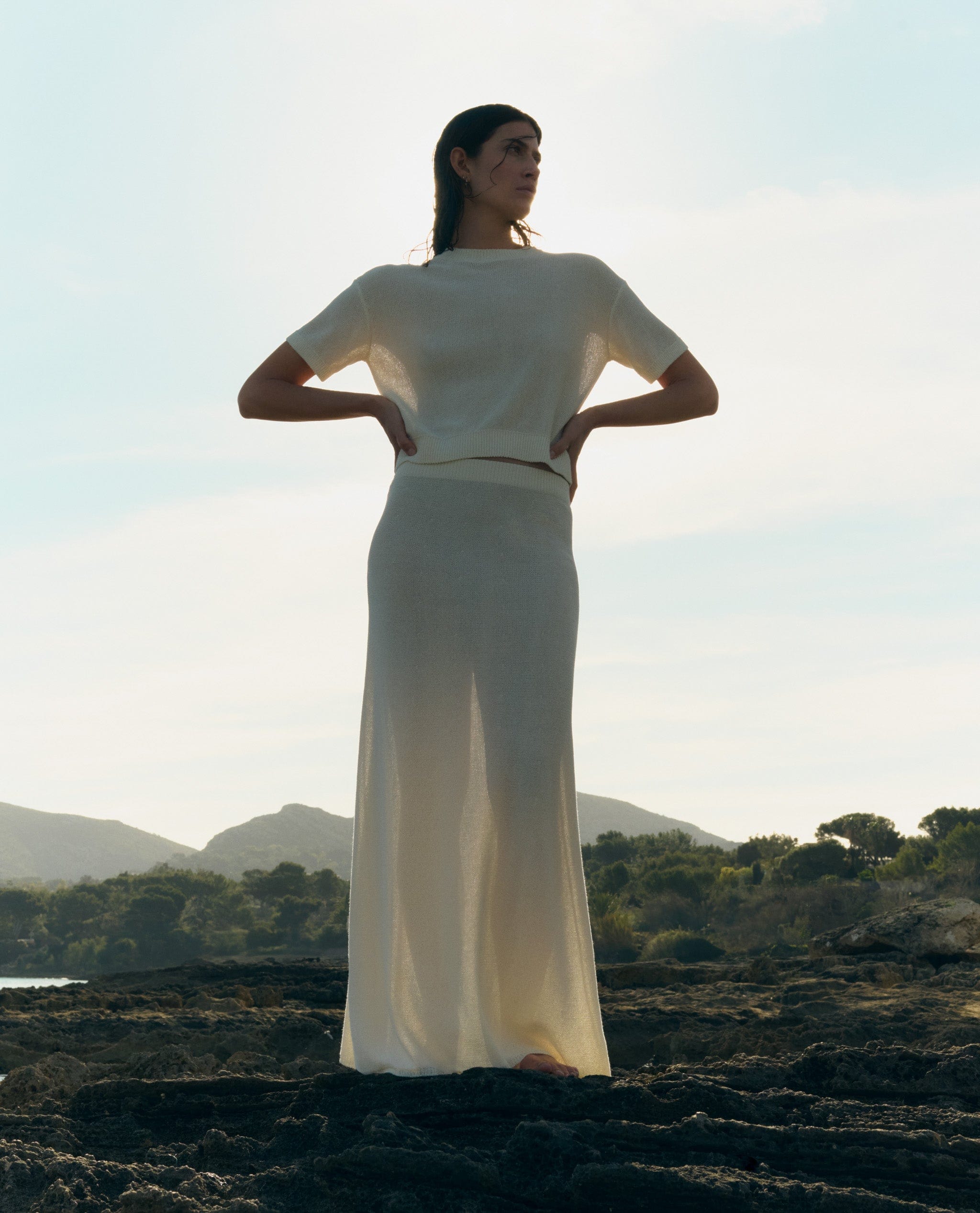 Women's Paper Yarn Knit Skirt - Parchment