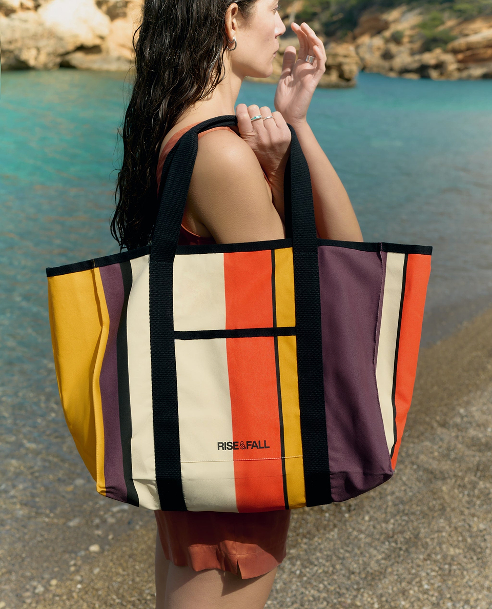 Travel Tote Bag - Aubergine Stripe