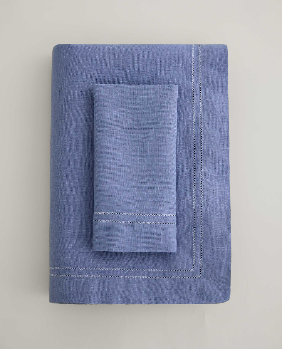 Linen Picotting Napkins (Set of 4) - Denim Blue