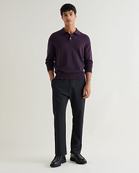 Men's Merino Knitted Polo Jumper - Umber