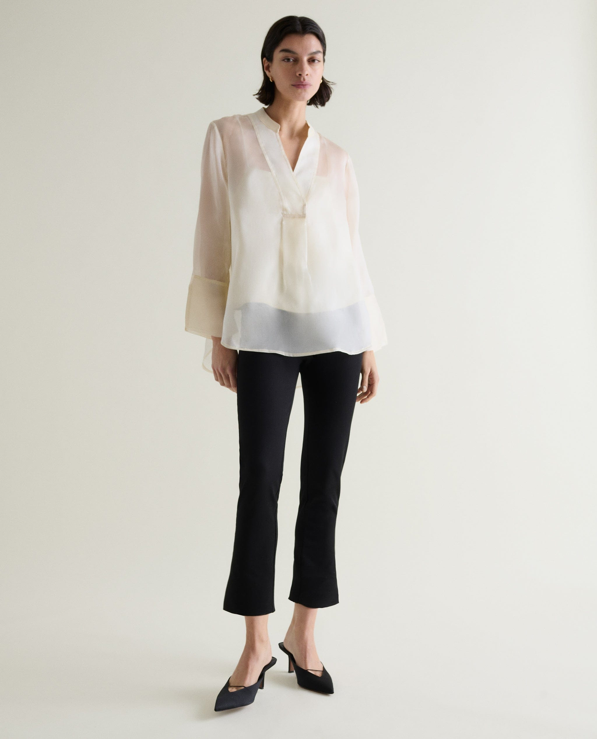 Women's Silk Organza Tunic Blouse - Shell