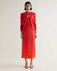Women's Silk Organza Panelled Skirt - Red