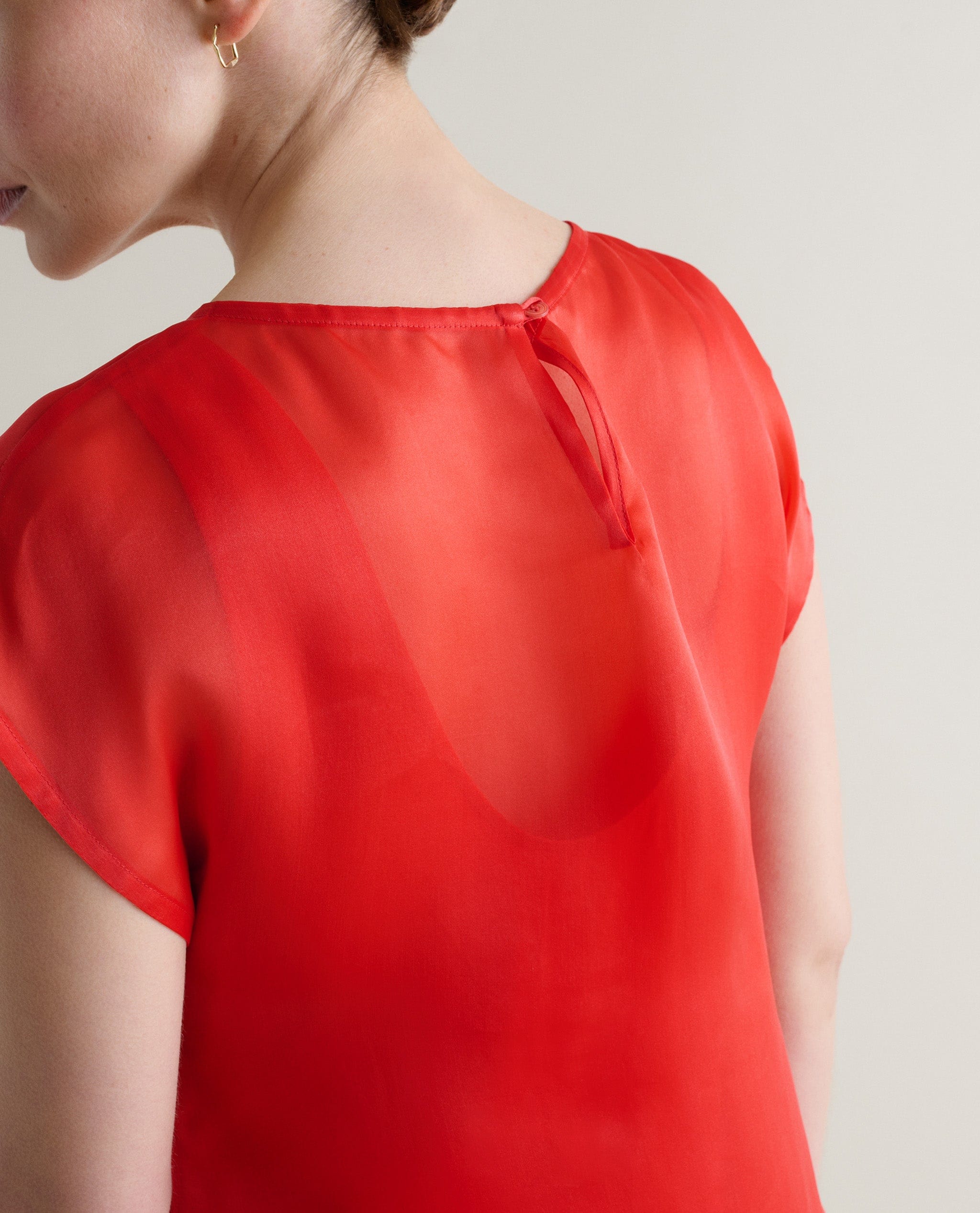 Women's Silk Organza Layered Dress - Red