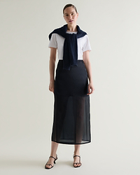 Women's Silk Organza Panelled Skirt - Black