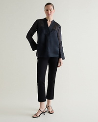 Women's Silk Organza Tunic Blouse - Black