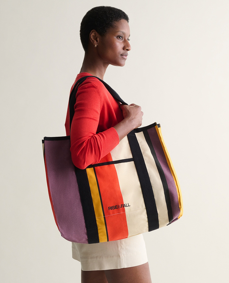 Travel Tote Bag - Aubergine Stripe