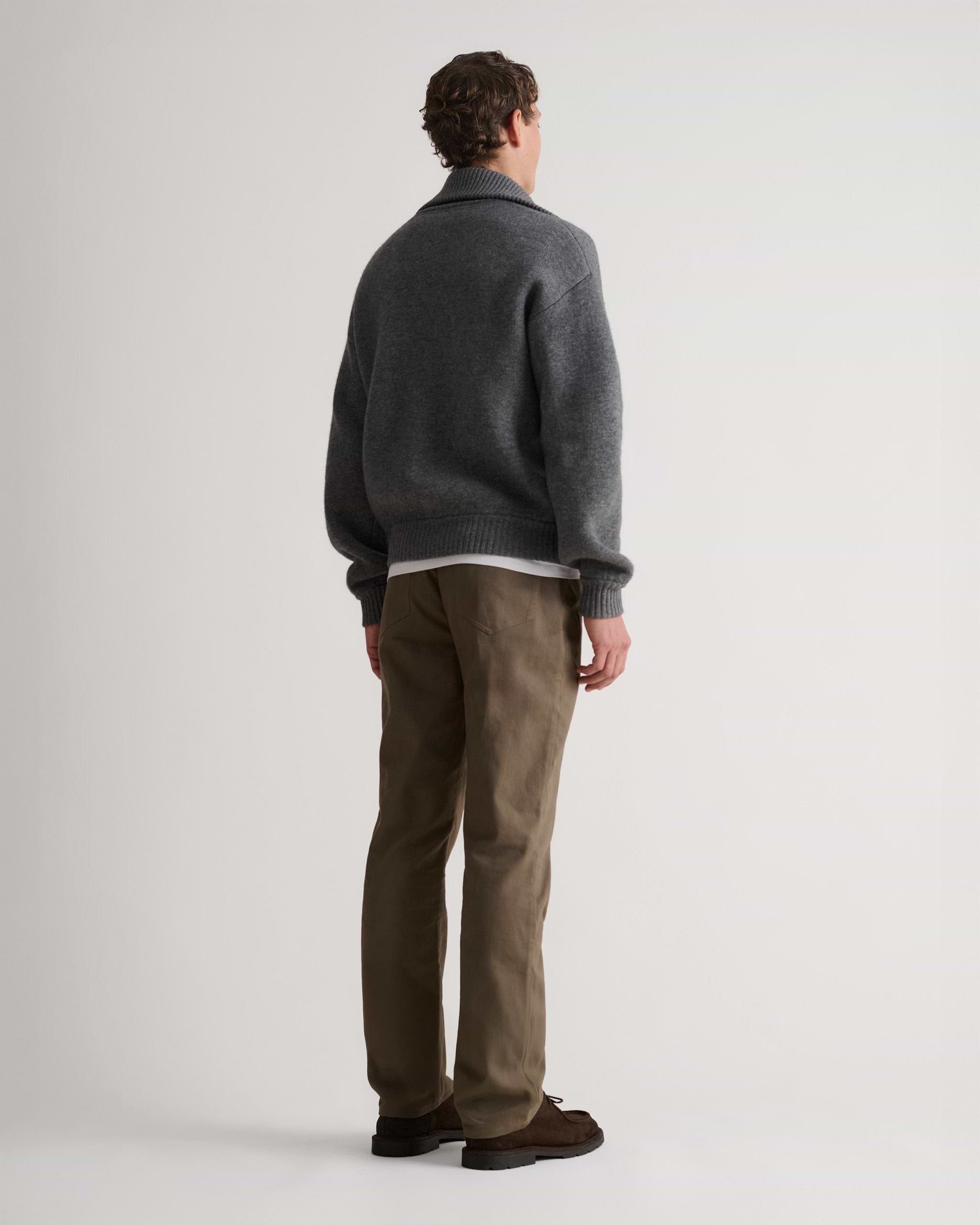 Men's Cashmere Merino Buttoned Cardigan - Steel