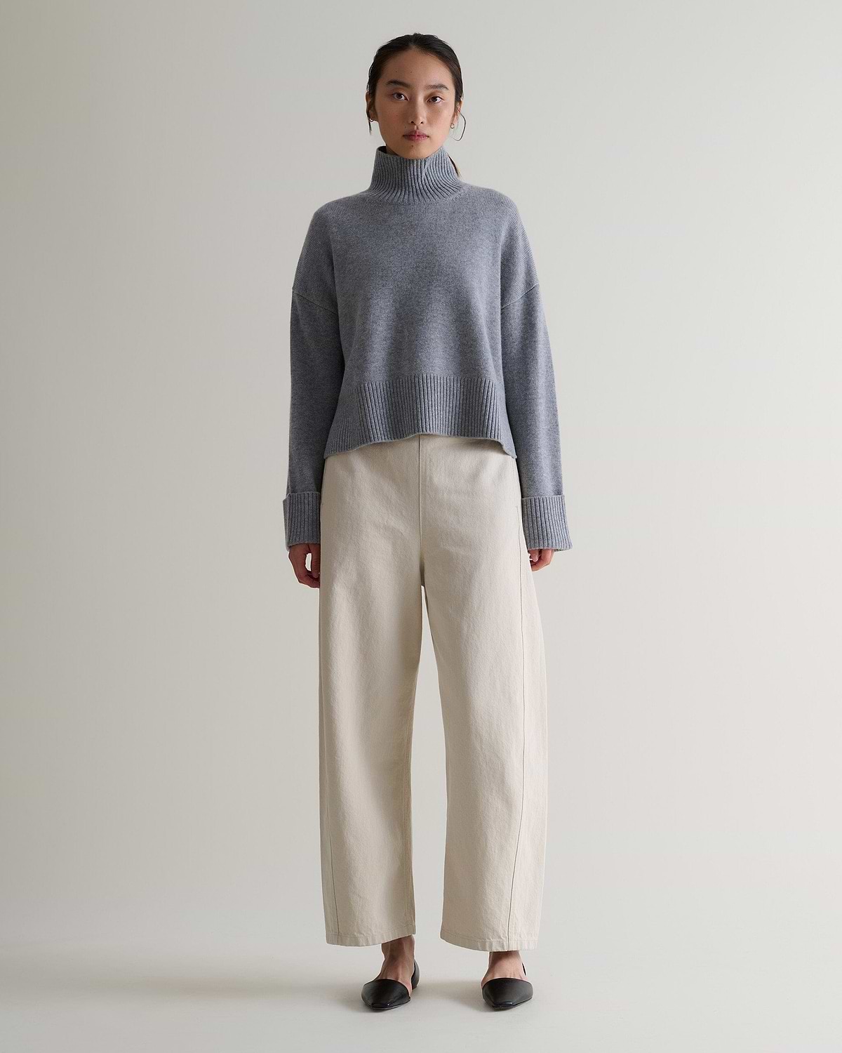 Women's Cashmere Merino High Neck Jumper - Medium Grey