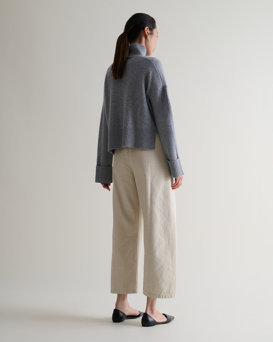 Women's Cashmere Merino High Neck Jumper - Medium Grey