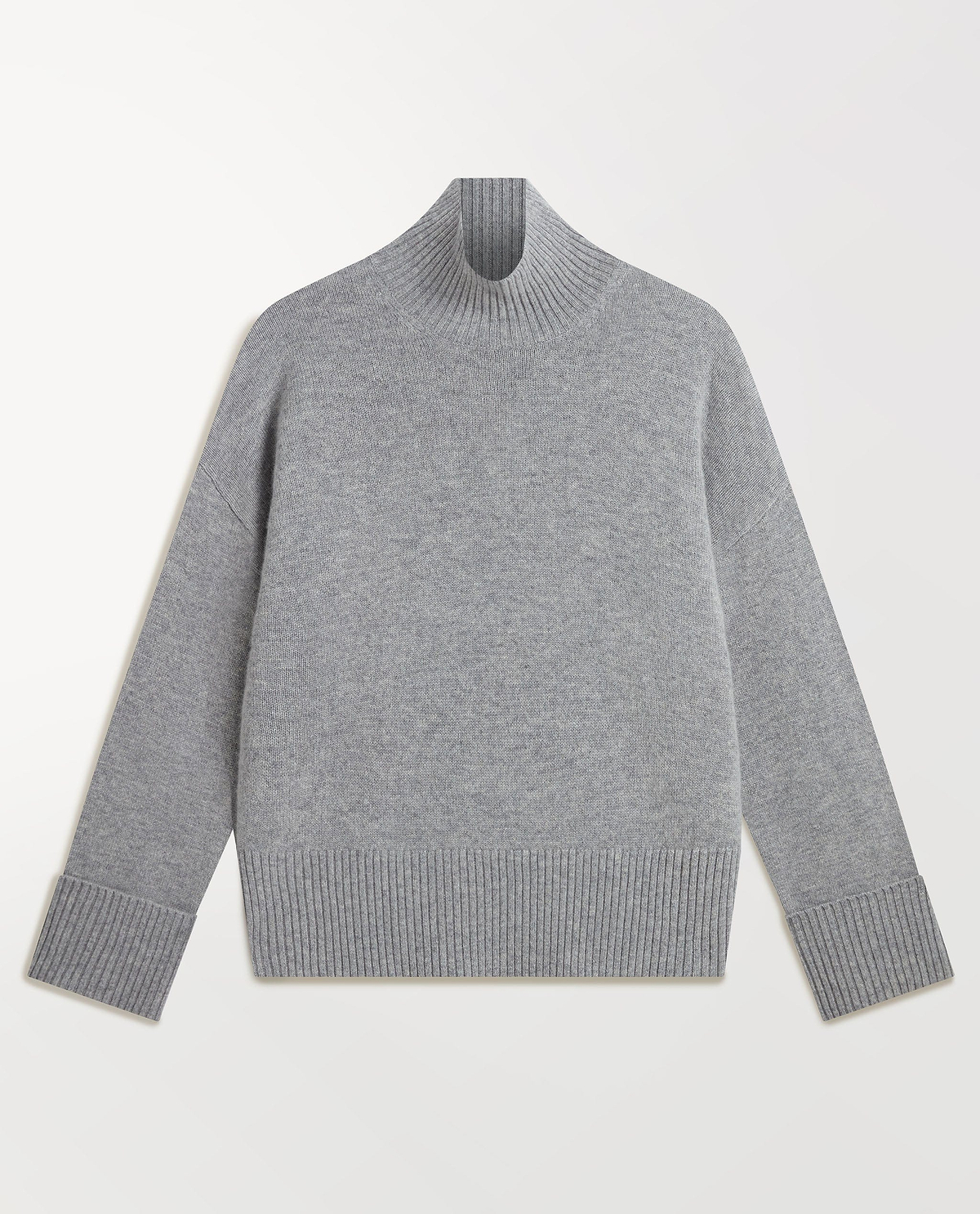 Women's Cashmere Merino High Neck Jumper - Medium Grey