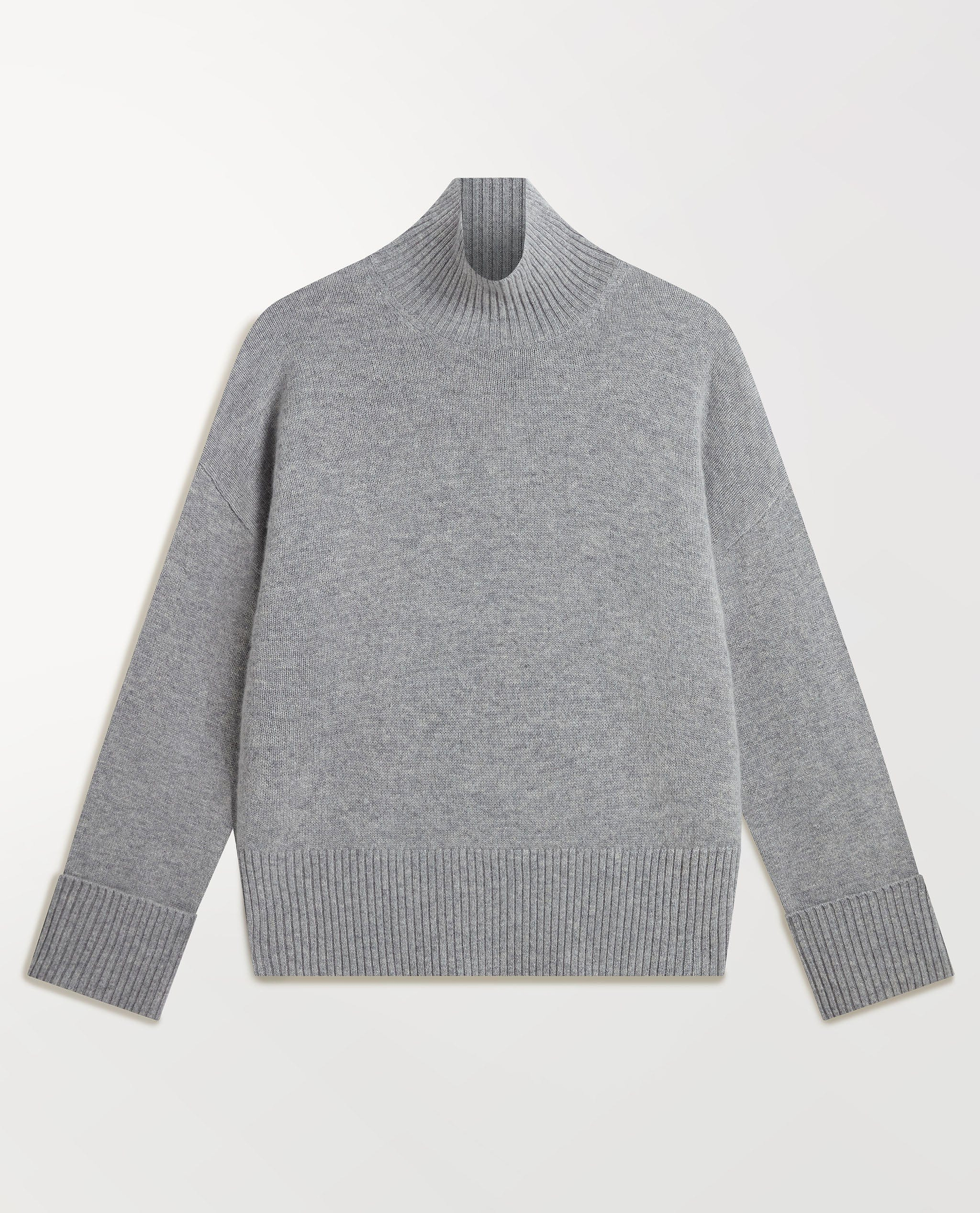 Women's Cashmere Merino High Neck Jumper - Medium Grey