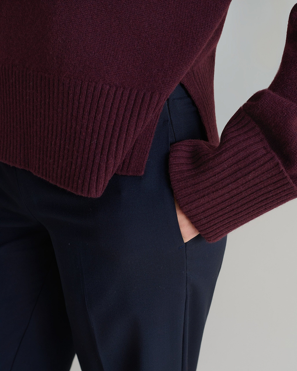 Women's Cashmere Merino High Neck Jumper - Oxblood
