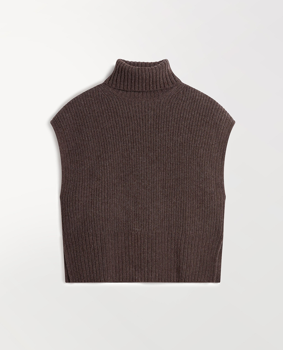 Women's Cashmere Merino Roll Neck Tabard - Chocolate