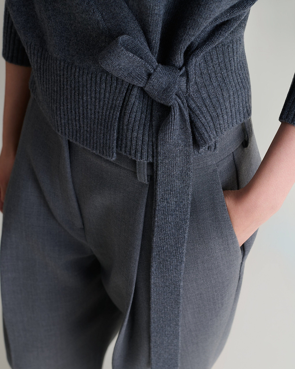 Women's Cashmere Merino Wrap Jumper - Graphite