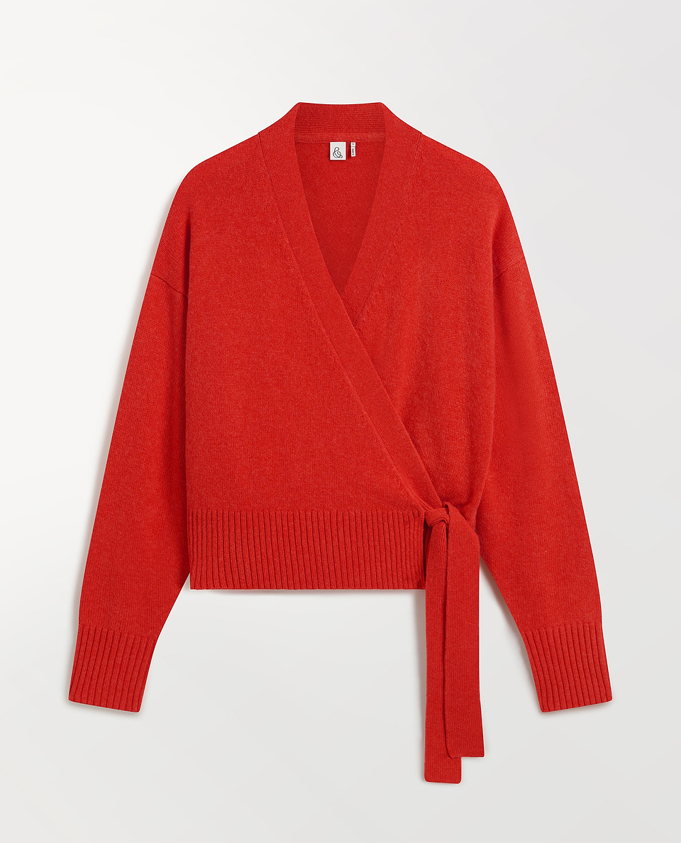 Women's Cashmere Merino Wrap Jumper - Poppy
