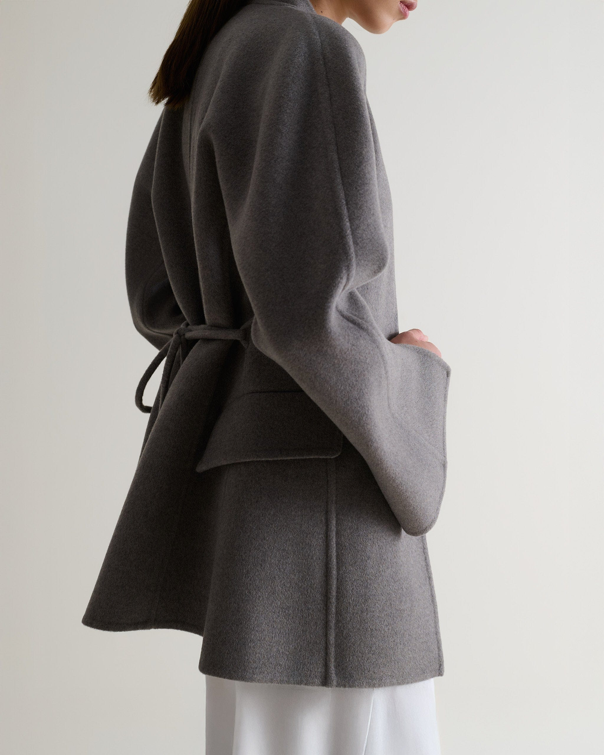 Women's Cashmere Wool Sculptural Jacket - Fawn-[colour]-[size]-Rise &amp; Fall