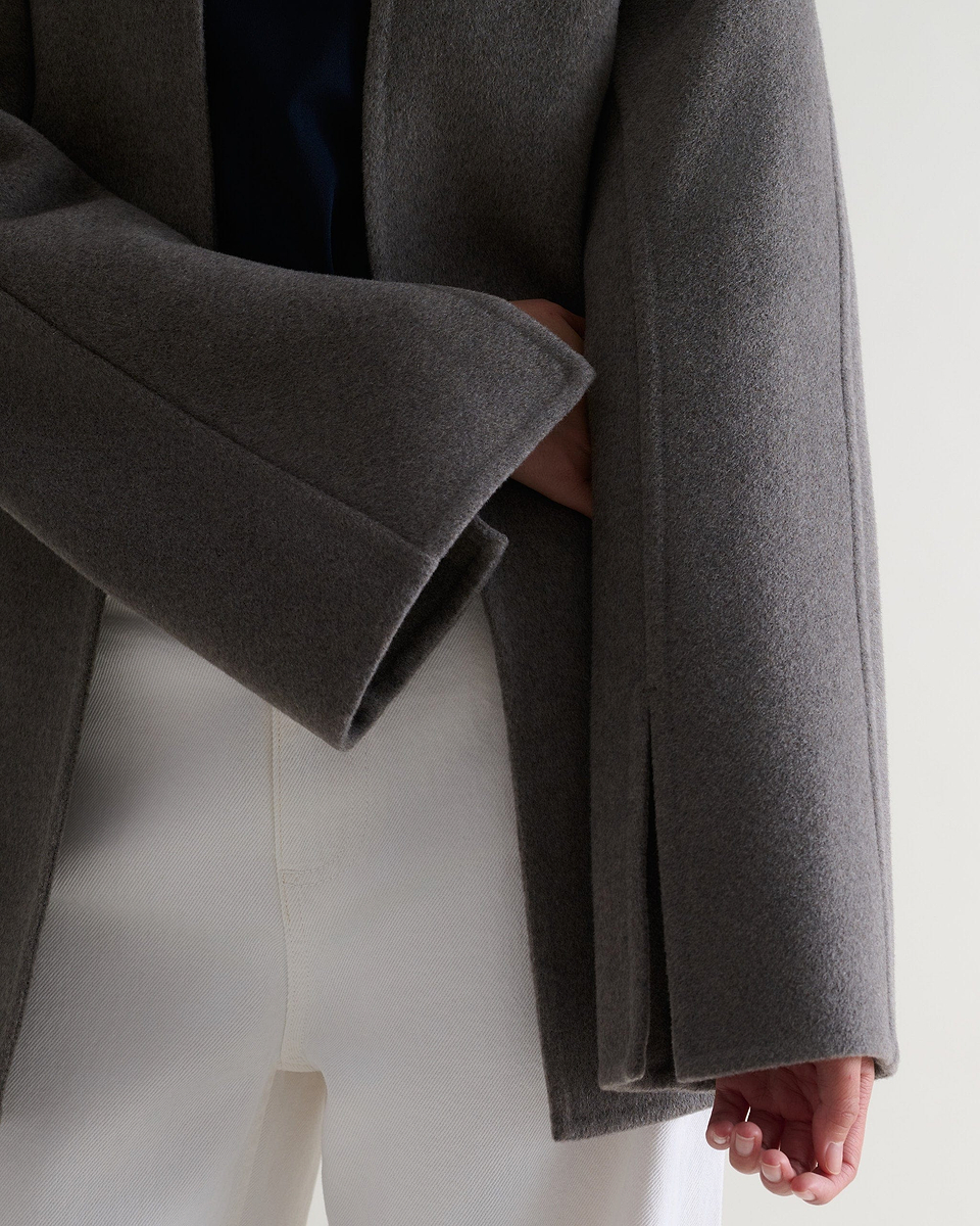 Women's Cashmere Wool Sculptural Jacket - Fawn-[colour]-[size]-Rise &amp; Fall