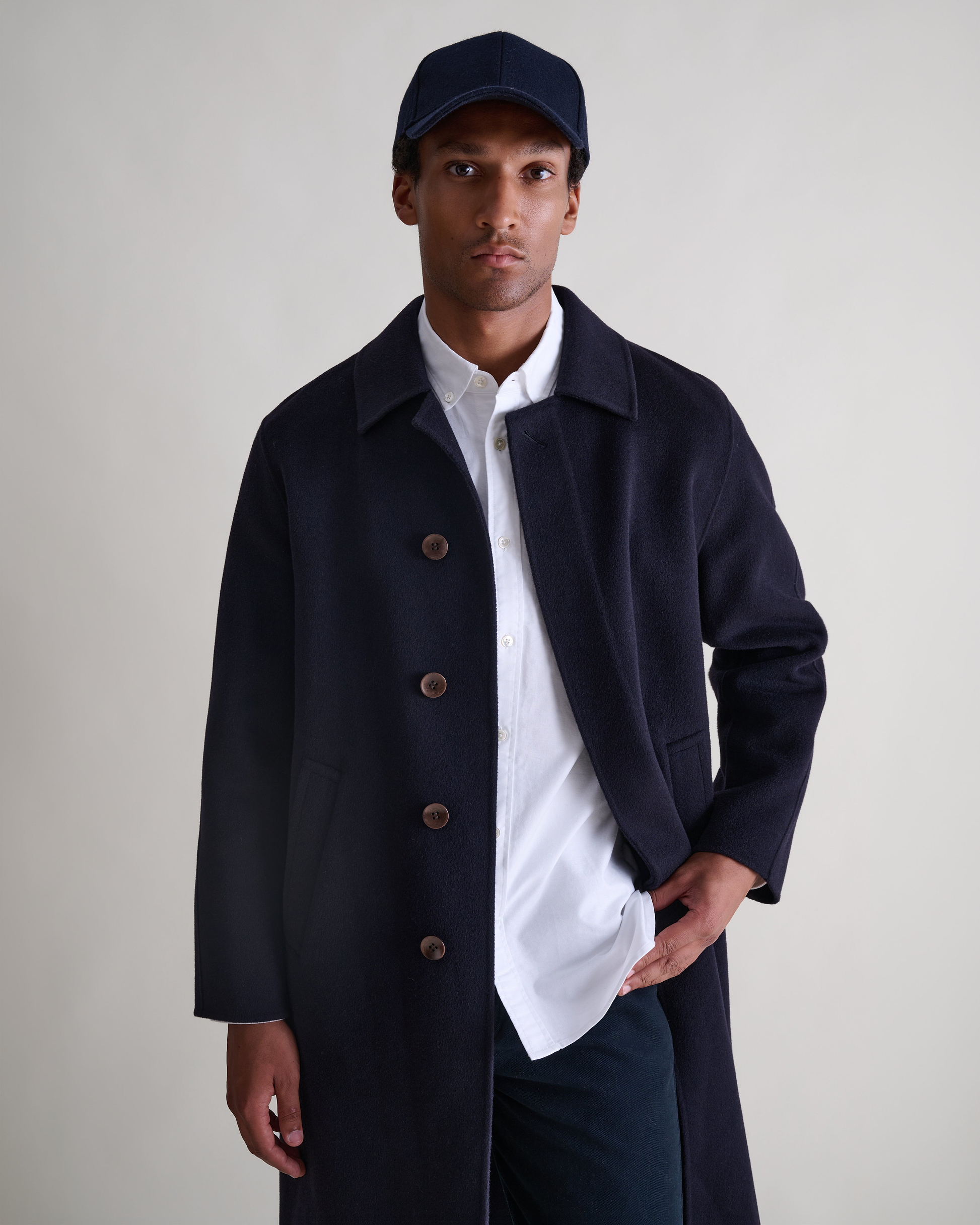 Men's Cashmere Wool Baseball Cap - Navy