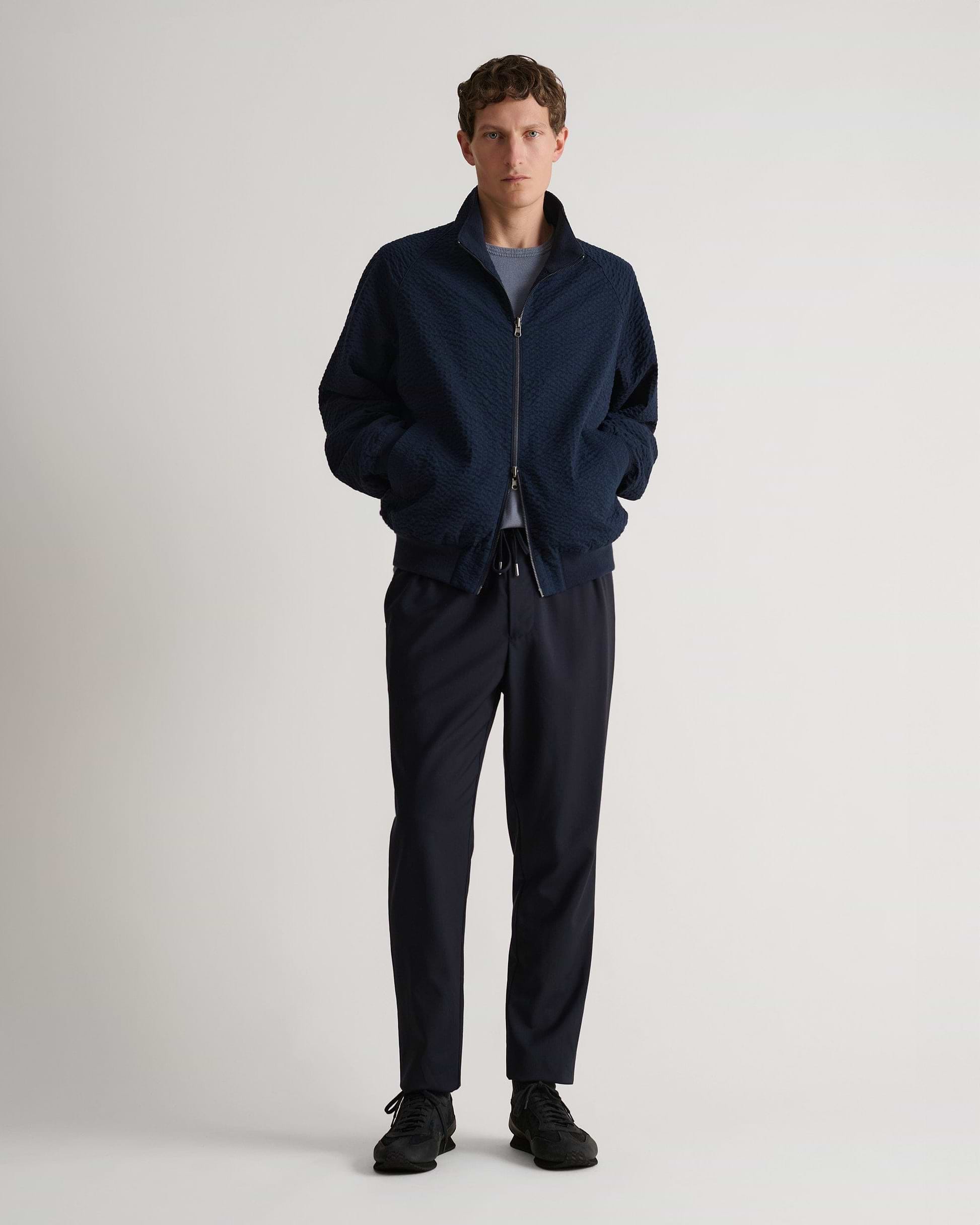 Men's Cotton Seersucker Jacket - Indigo