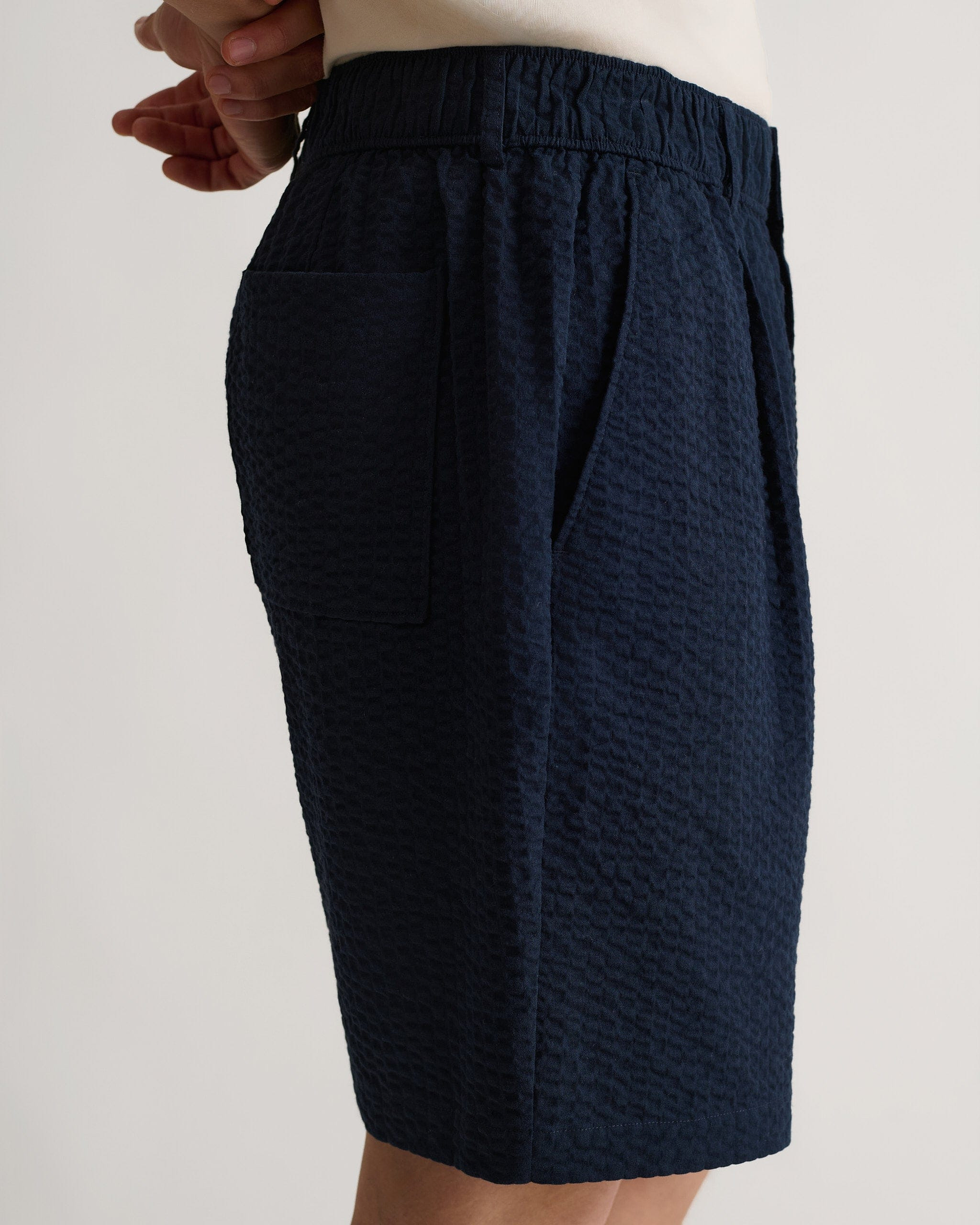 Men's Cotton Seersucker Short - Indigo