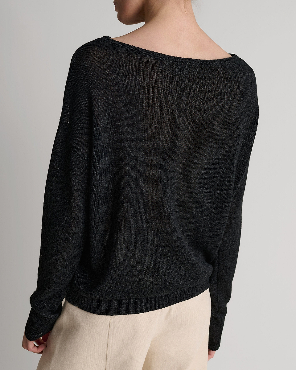Women's  Paper Yarn Slash Neck Jumper