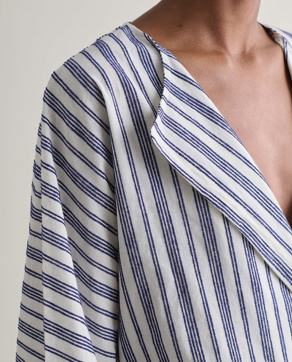 Women's Cotton Gauze Tunic Dress - Navy Stripe
