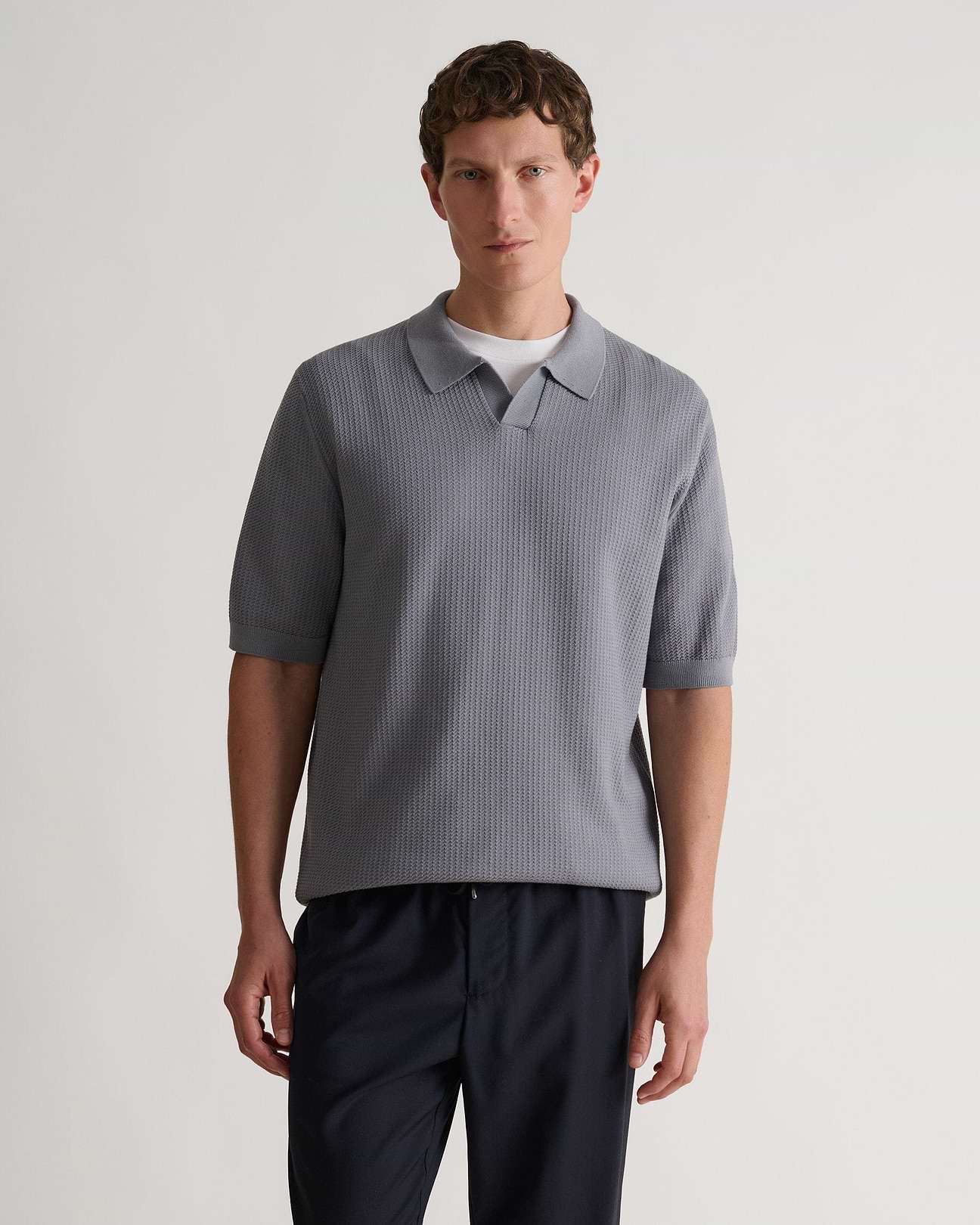 Men's Cotton Textured Knit Polo | Rise & Fall