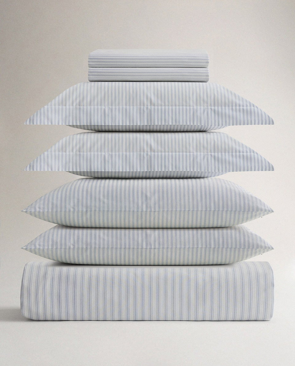 The Crisp & Cool Organic Deluxe Bundle - Blue Stripe Ticking - Super King