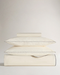 Crisp & Cool Organic Cotton Duvet Set - Buttermilk Black Piping