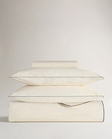 Crisp & Cool Organic Cotton Duvet Set - Buttermilk Black Piping