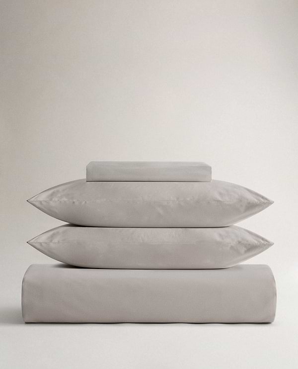 image 1 of 5 showing Rise & Fall's pebble crisp & cool duvet set in percale cotton