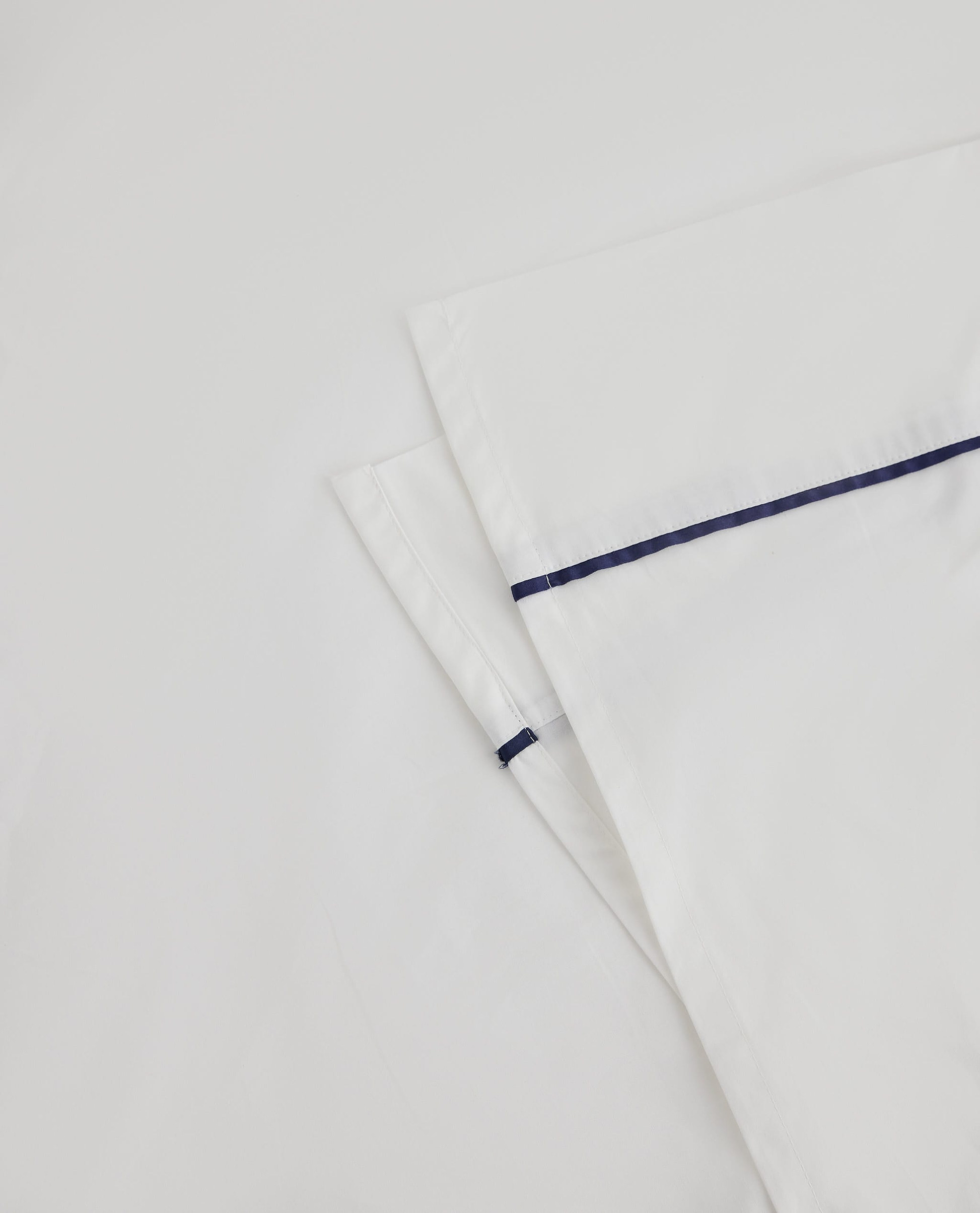 The Crisp & Cool Organic Sheet Set - White Navy Piping