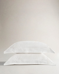 Crisp & Cool Organic Cotton Oxford Pillowcases - White Tailored Border