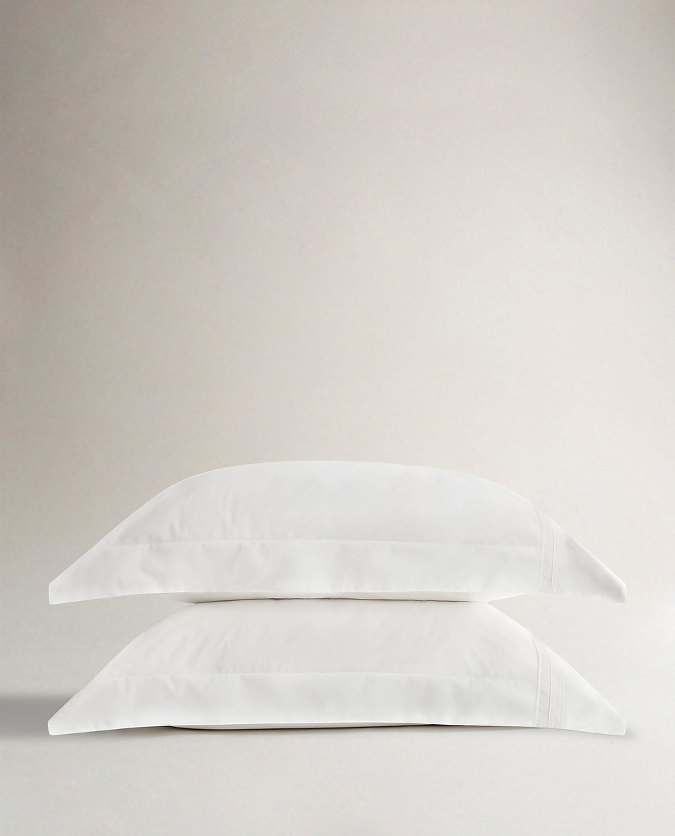 Crisp & Cool Organic Cotton Oxford Pillowcases - White Tailored Border