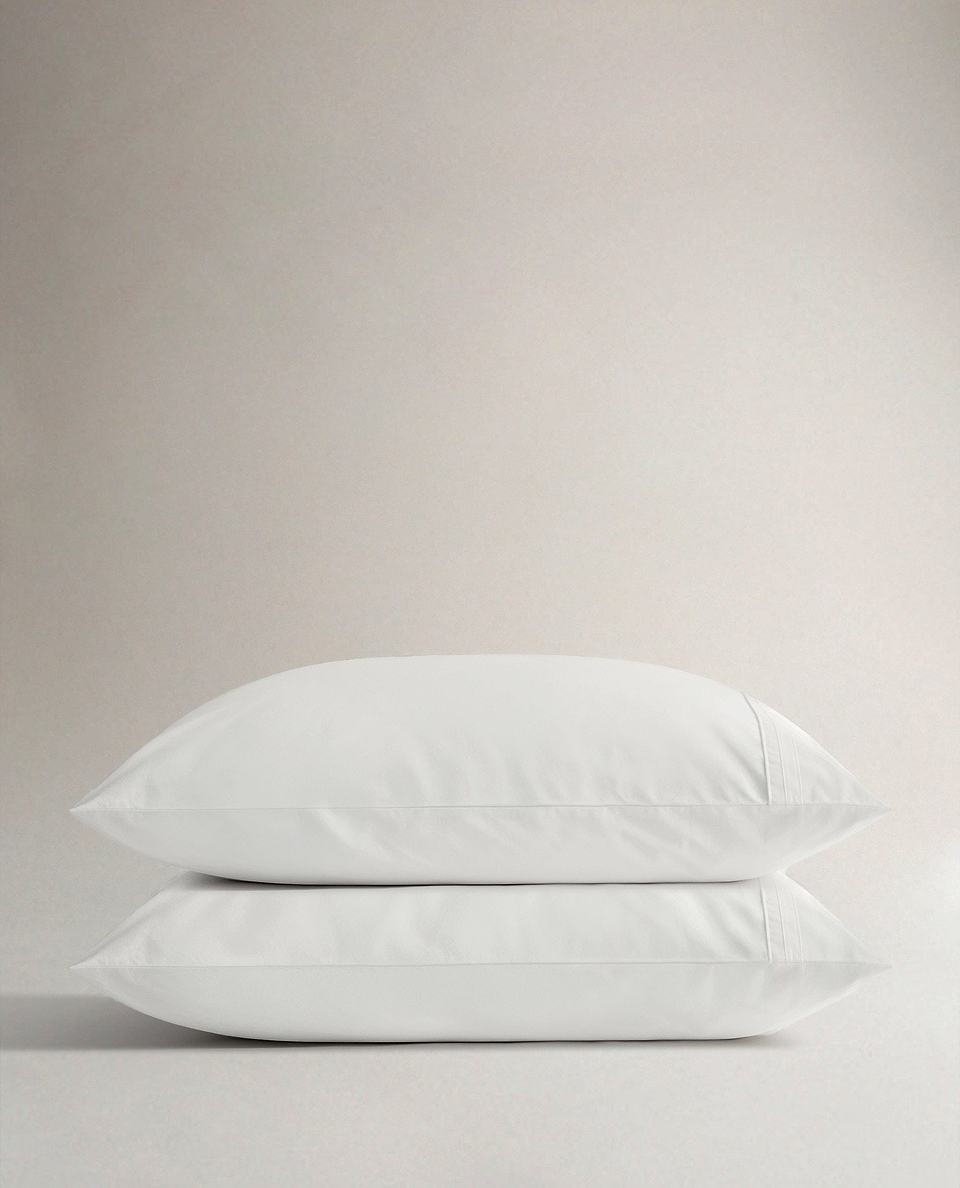 Crisp & Cool Organic Cotton Pillowcase Set - White Tailored Border