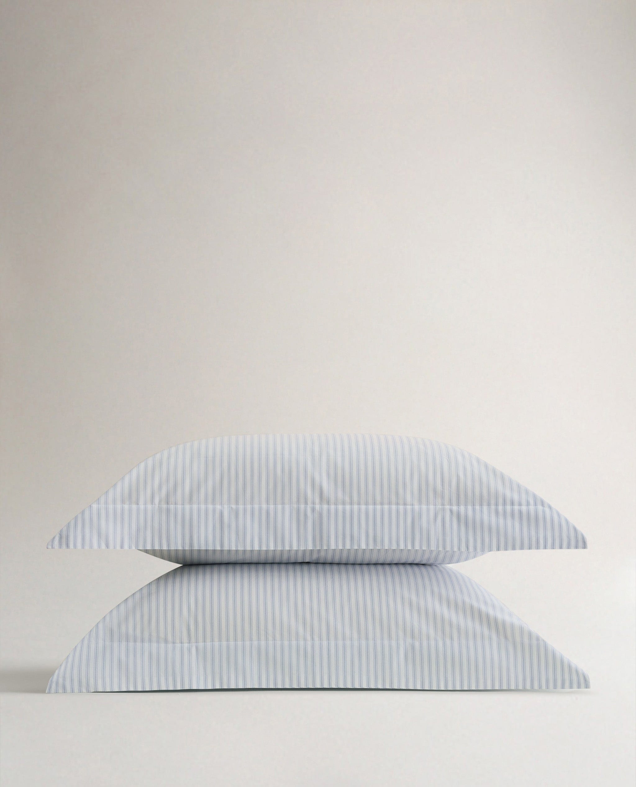 Crisp & Cool Organic Cotton Oxford Pillowcases - Blue Striped Ticking