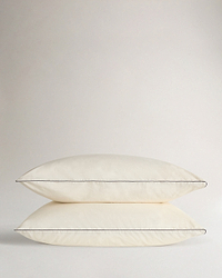 Soft & Smooth Cotton Sateen Pillowcase Set - Buttermilk Black Piping