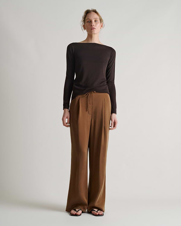 Easy-Silk Pleat Trouser - Toffee