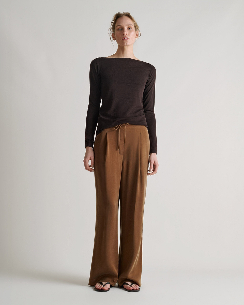 Easy-Silk Pleat Trouser - Toffee