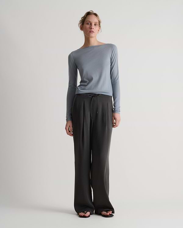 Easy-Silk Pleat Trouser - Washed Black