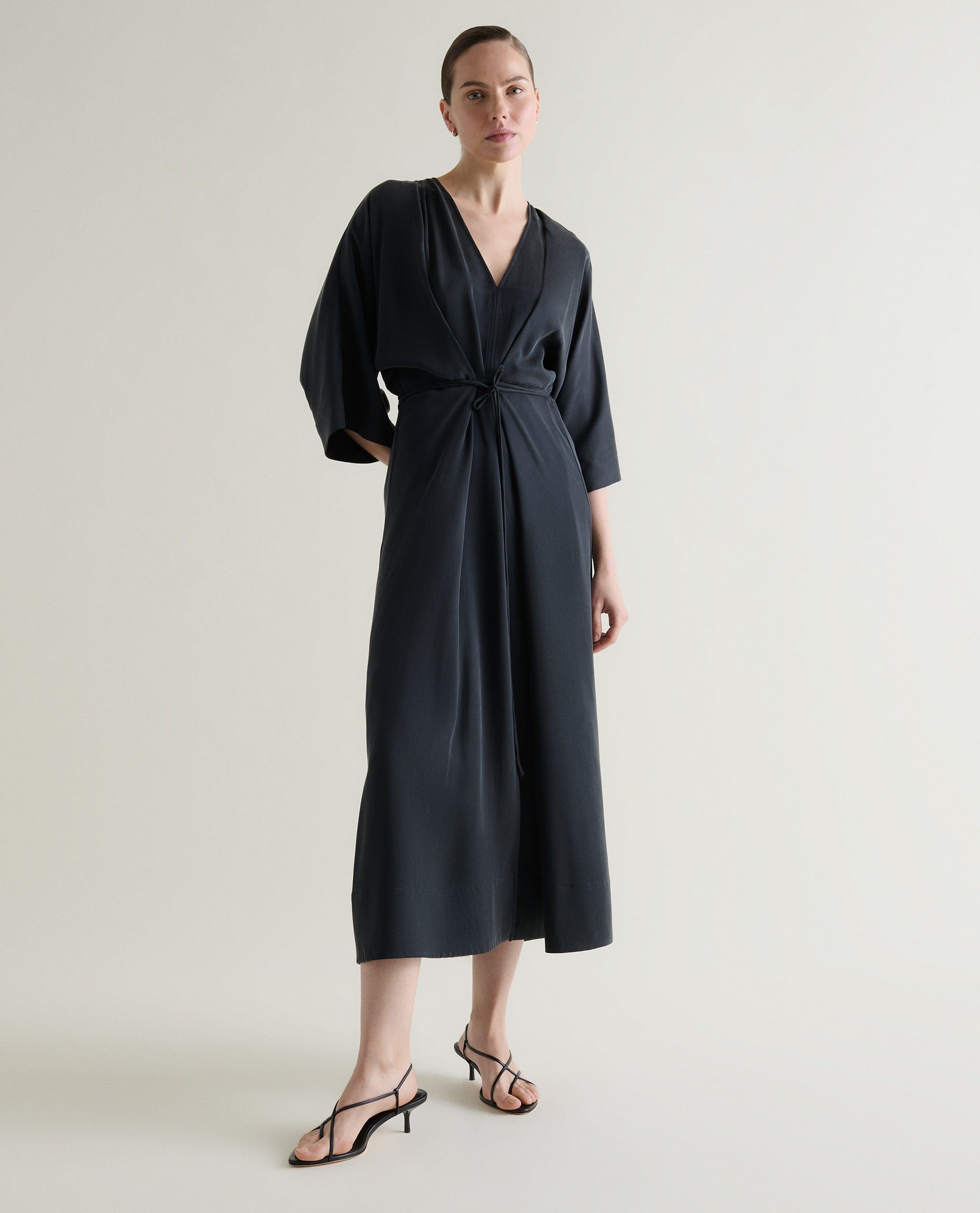 Women's Easy-Silk Robe Dress - Black