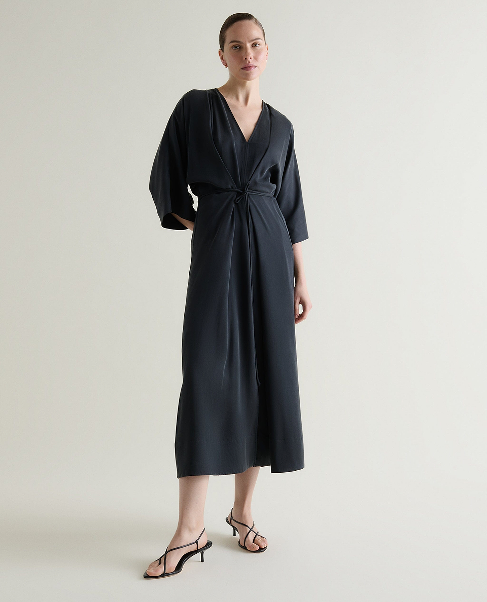 Women's Easy-Silk Robe Dress - Black