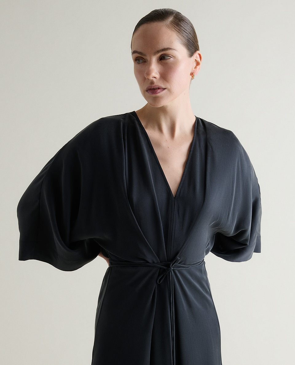Women's Easy-Silk Robe Dress - Black